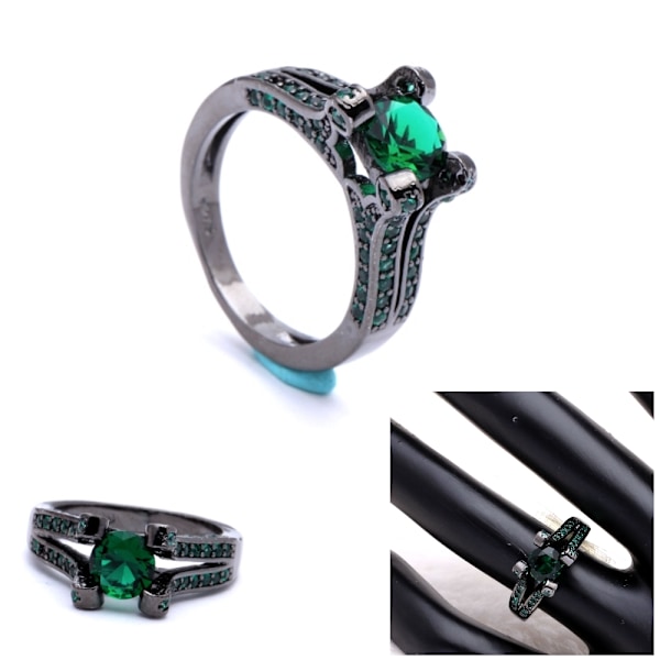 18K SVART Guldfyllda guld Filled gulddoublé Ring Cubic Zirconia 18