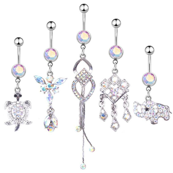Navle Piercing 5 stk/sæt sølv