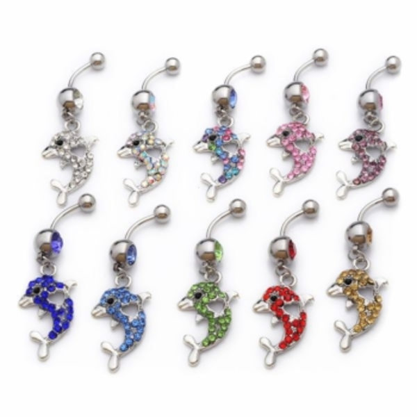 Navlepiercing med smykker MULTICOLOR