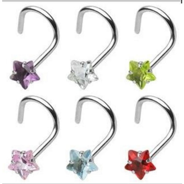 20G Nenäkoru Prong Set 3mm Tähti CZ BLÅ