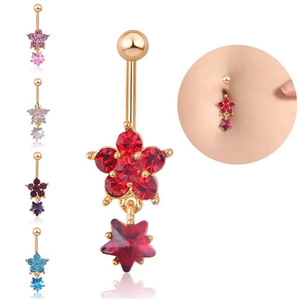 Navle-Belly Button Ring Kropspiercing Blomst hvid