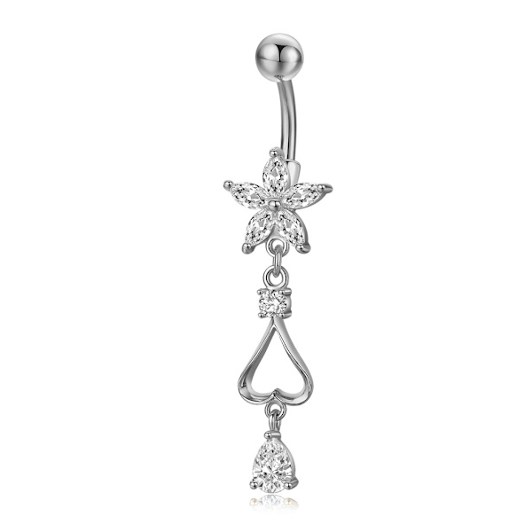 Navle Piercing Messing Piercing Barbell, med 316L Rustfrit Stål sølv