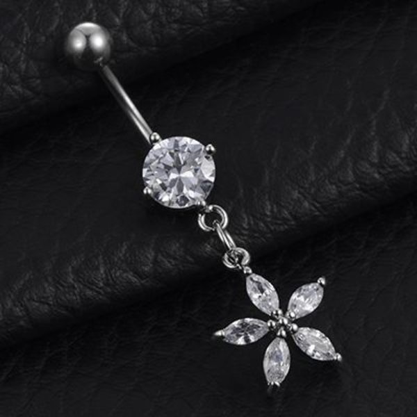 Navelpiercing Zircon BLOMMA silver