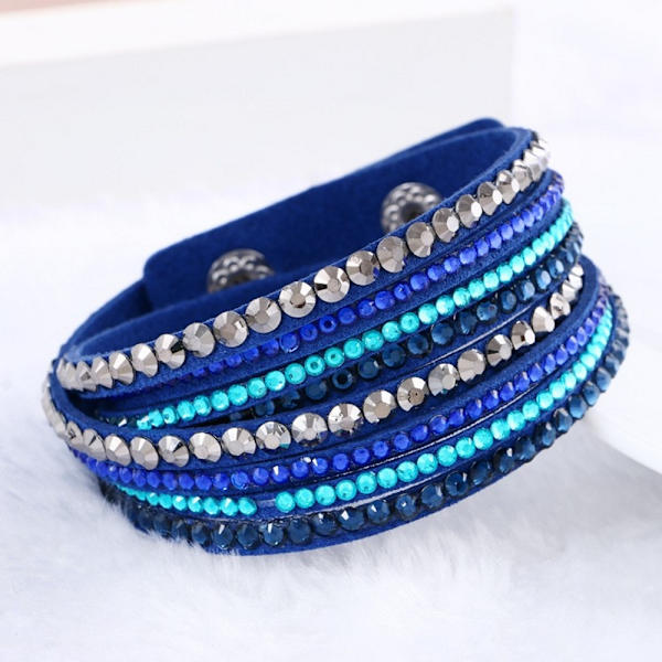 Rhinestone Læder Wrap Håndledsmanchet Punk Armbånd Bangle