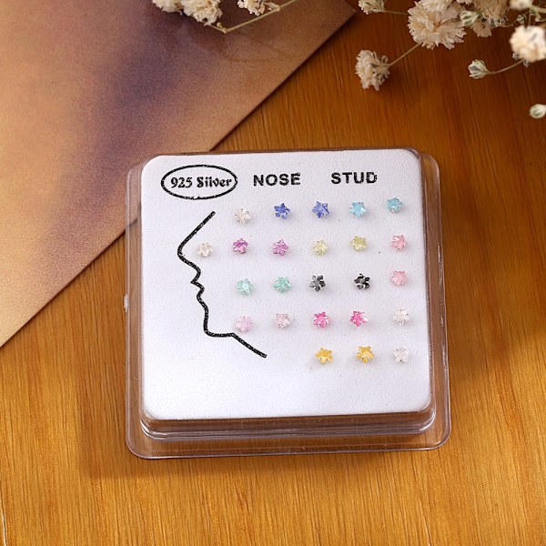 925 Sterling sølv pin ben stud næse VIT	