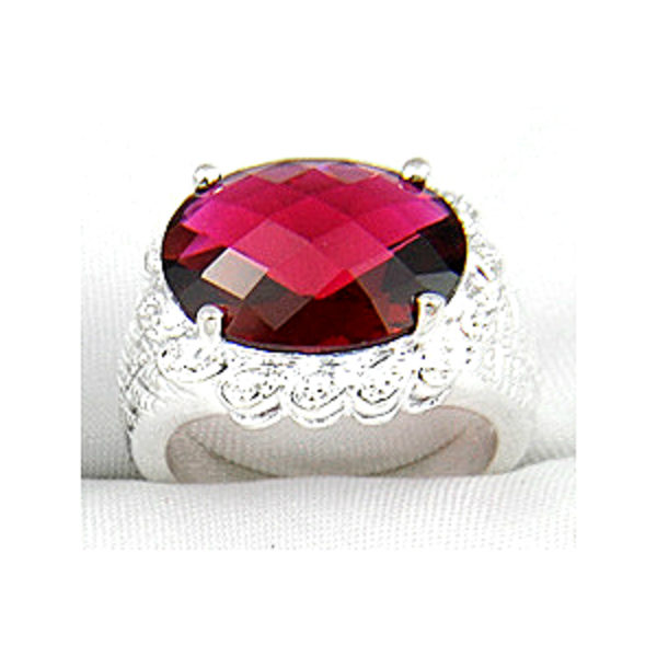Silver RING Röd Kunzit ÄDELSTEN 17.5