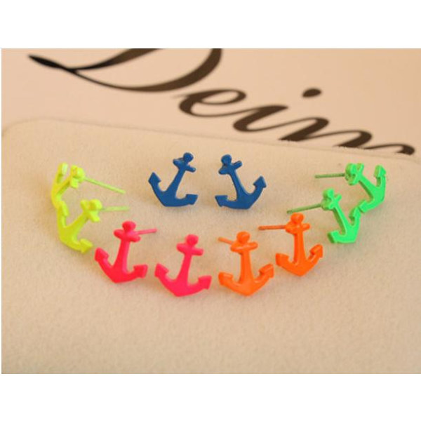 Neon färg ankare stud örhänge mix färg NEON ROSA