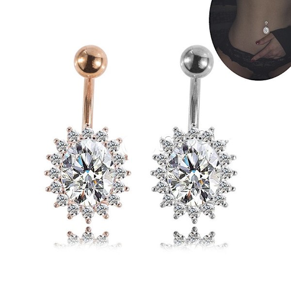Guldpläterade Navelpiercing Zirkon guld