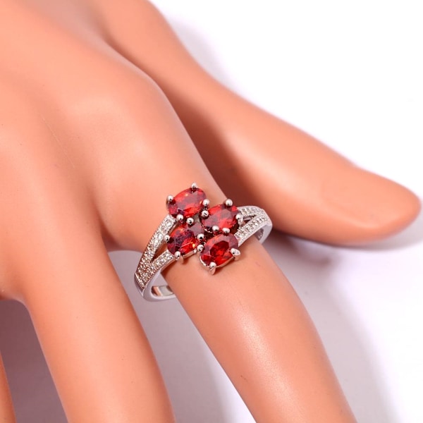 Silversmycken filled ring Granat 18