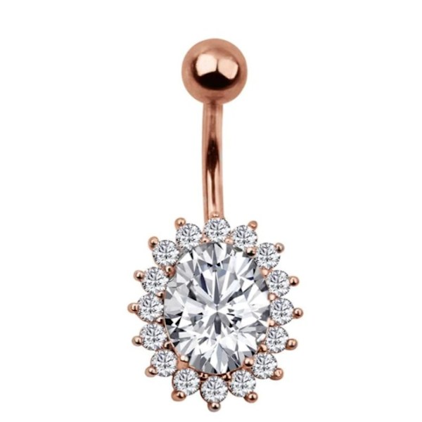 Forgyldt Navle-Belly Button Krystal Zirkon guld