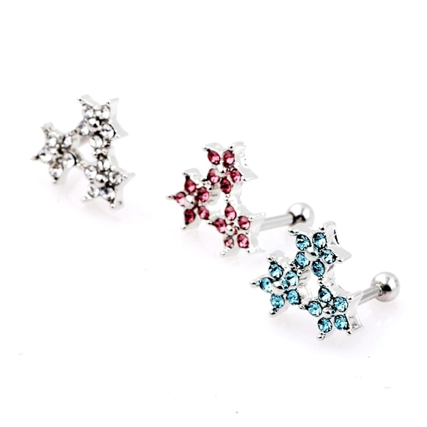 Helix Tragus Piercing Blomma 1 ST SILVER/GULD rosa