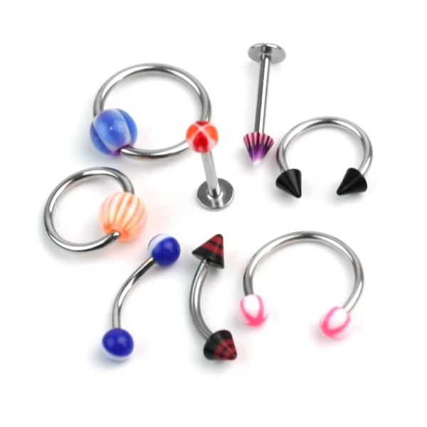 Kropspiercing Blandet Farve 10 STK/SÆT 10ST PACK MIX
