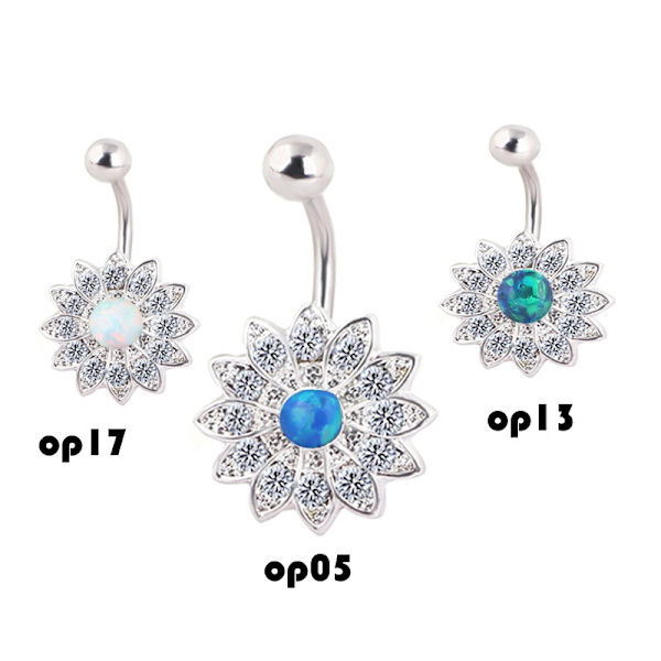 Navelpiercing  Opal blomma 13