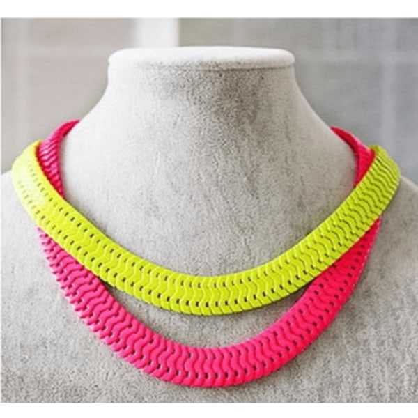 neon färg (gul / rosa / orange) halsband rosa