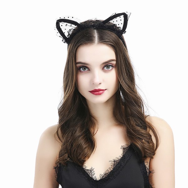 Black Lace Cat Ears headband hair