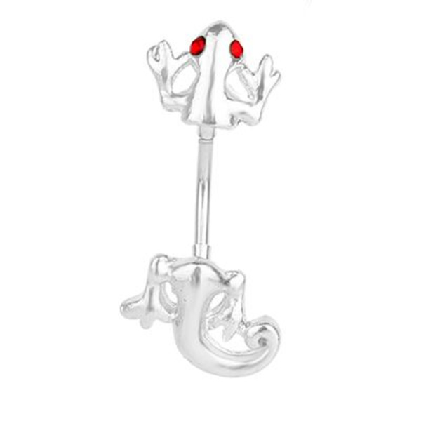 Navelpiercing geckoödla silver