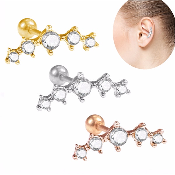 Tragus Piercing Øresmykke Perle 1 stk GULD