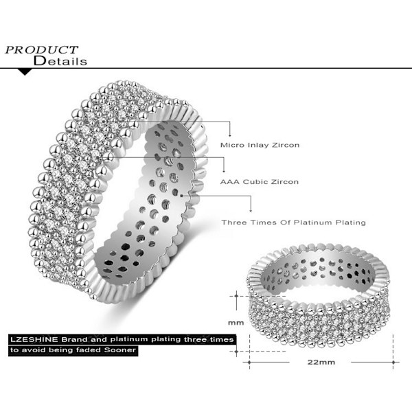 18K VIT Guldfyllda gulddoublé Ring CZ Förlovning 18