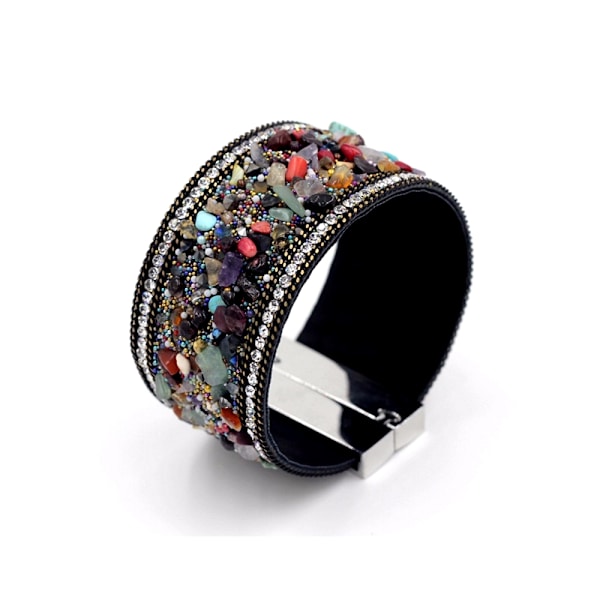 Armband naturliga stenar läder Kristall