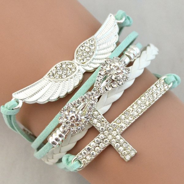Strass love ängel vingar Armband 3