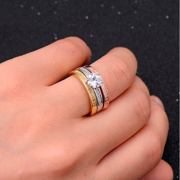 18K Guldfyllda Guld Filled gulddoublé Ring CZ Förlovning 19