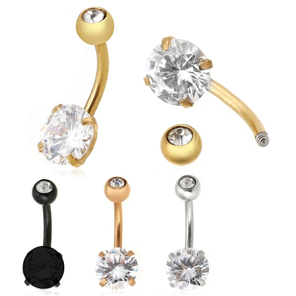 Forgyldt navle navle ring piercing smykker svart