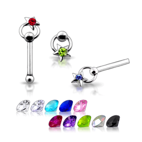 925 Silver ädelsten Blomma Näsa Stud multicolor