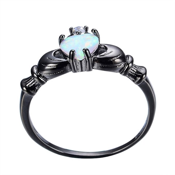 18K SVART Guldfyllda  gulddoublé Ring regnbåge Opal 17