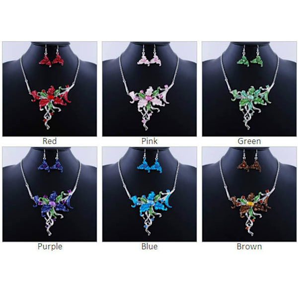 Blommor akryl smycken Set BRUN
