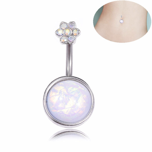 Navelpiercing blomma silver