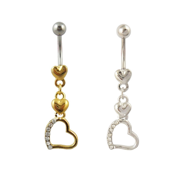 Navle-Belly Button Ring Kropspiercing GULD/SØLV Hjerte silver