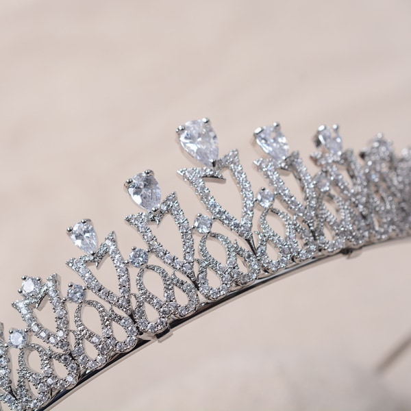 Lyx kristall CZ bröllop hår krona tiara
