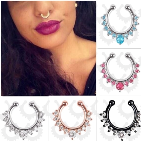 Nenärenkaat Lävistykset Fake Septum Clicker rose