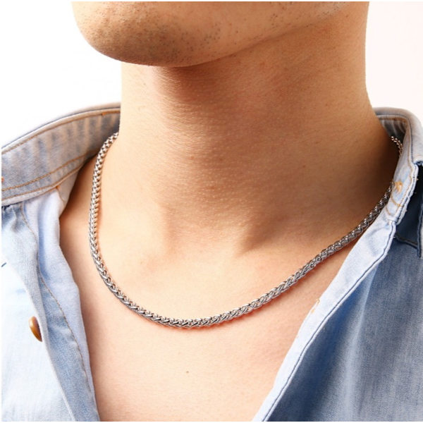 Rostfritt stål HALSBAND  4*500mm silver