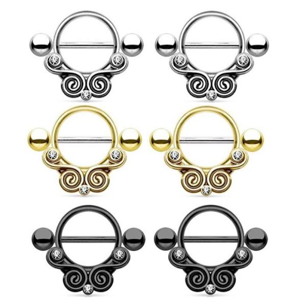 2 st / pack Bröstpiercing guld 2 st pack
