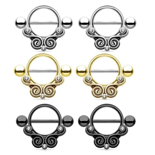 2 stk./sæt Brystvortepiercing guld 2 st pack