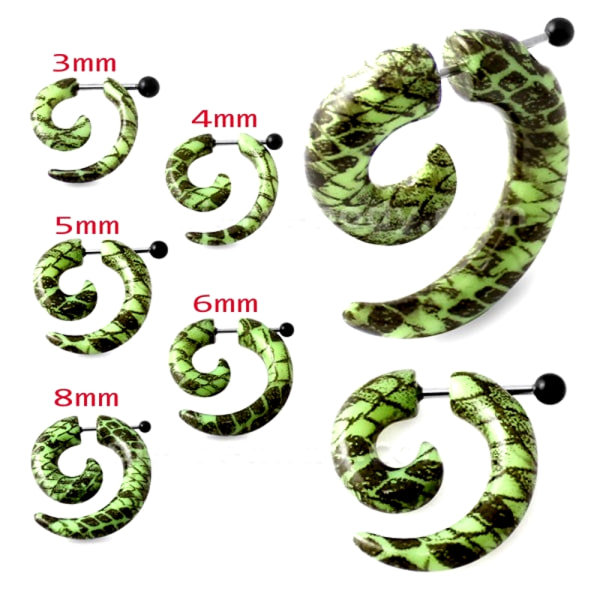 Sort og grønt mønster usynlig falsk øreprop 4 mm
