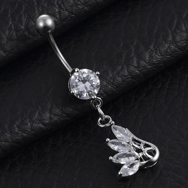 Navelpiercing Zircon Vinge silver