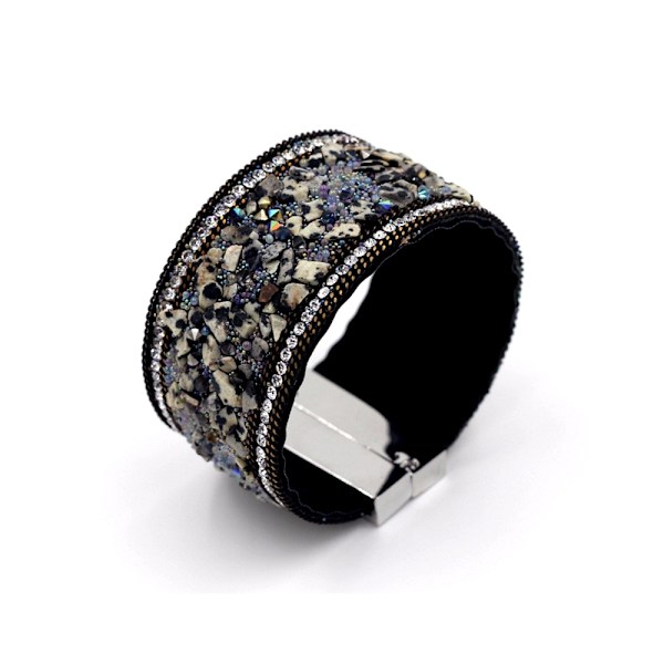 Armband naturliga stenar läder Kristall
