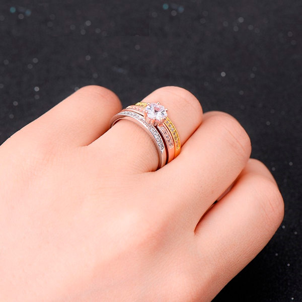 18K Guldfyllda gulddoublé Ring CZ Förlovning 16