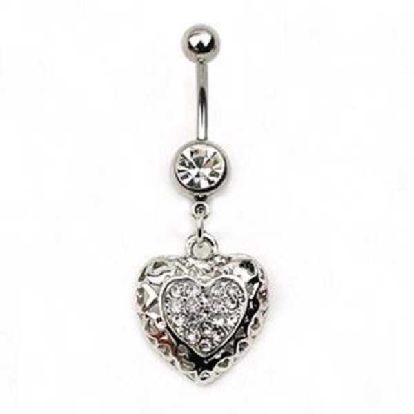 Navelpiercing hjärta silver
