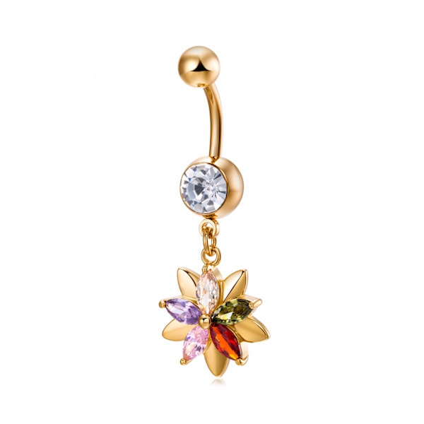 Forgyldt navle navle ring piercing smykker flerfarvet