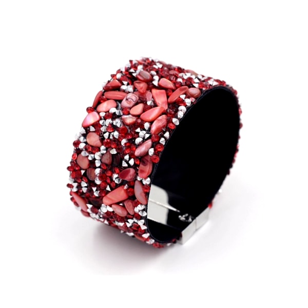 Armbånd i læder med glitrende perler