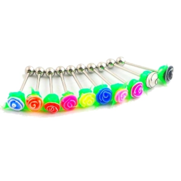 Öronpiercingar Piercing Multi Color Silikon ros blomma Tongue BLÅ