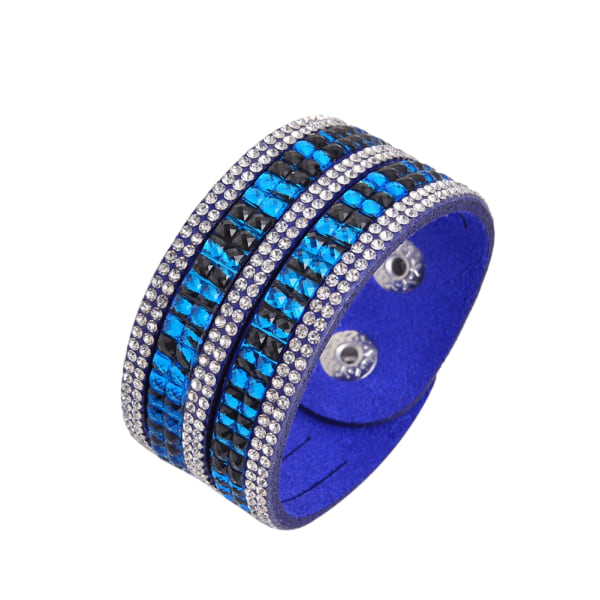 Rhinestone Læder Wrap Håndledsmanchet Punk Armbånd Bangle