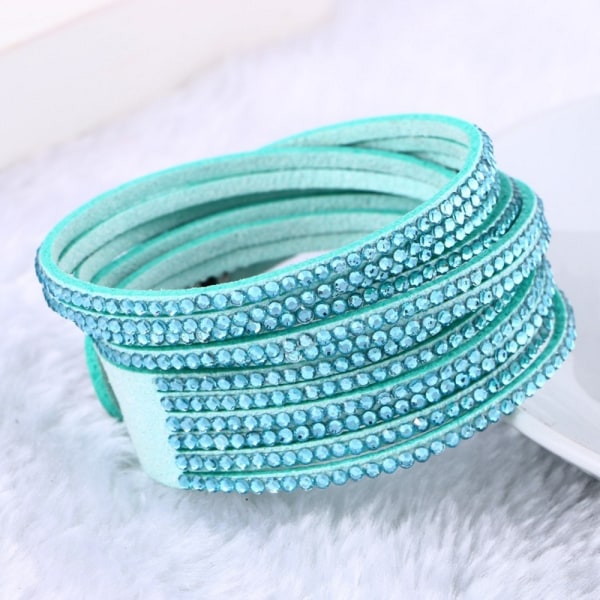 Rhinestone Læder Wrap Håndledsmanchet Punk Armbånd Bangle