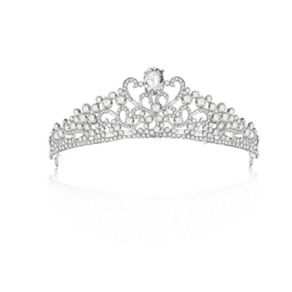 Kristall bröllop hår krona tiara silver