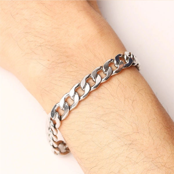 Armbånd i 316L rustfrit stål sølv 22.5 cm