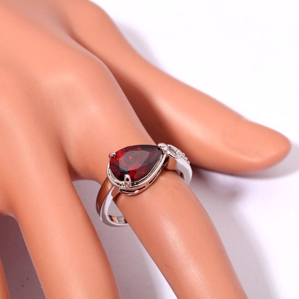 Silversmycken filled ring  Granat ST 15,5 15,5