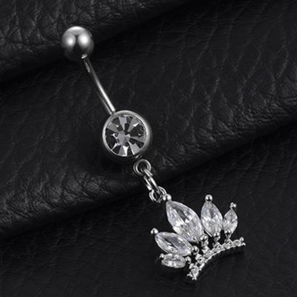 Navelpiercing Zircon krona silver
